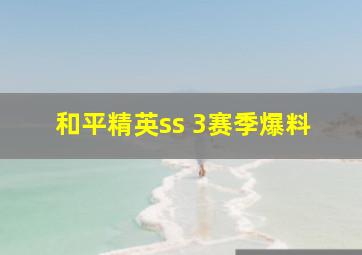 和平精英ss 3赛季爆料